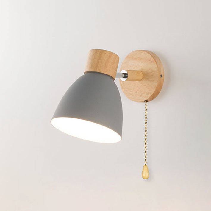 Modern Minimalist Wall Sconce | Wood & Iron Macaron Lamp | Wall Light Adjustable Nordic Bedroom