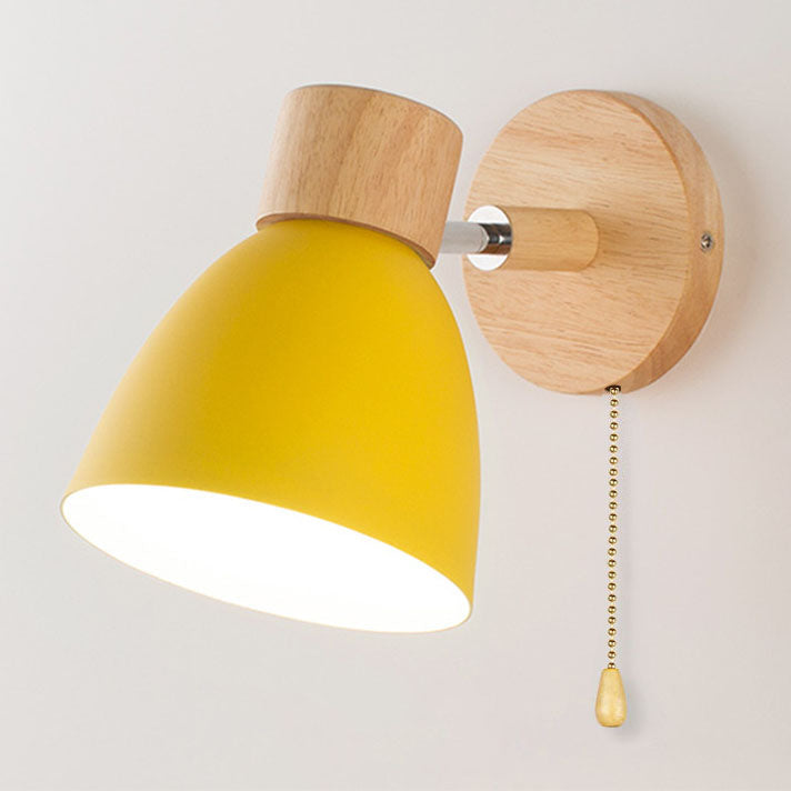 Modern Minimalist Wall Sconce | Wood & Iron Macaron Lamp | Wall Light Adjustable Nordic Bedroom