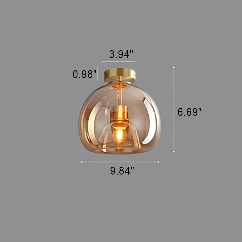 Nordic Glass Ball Ceiling Light | Semi-Flush Mount | LED Bedroom