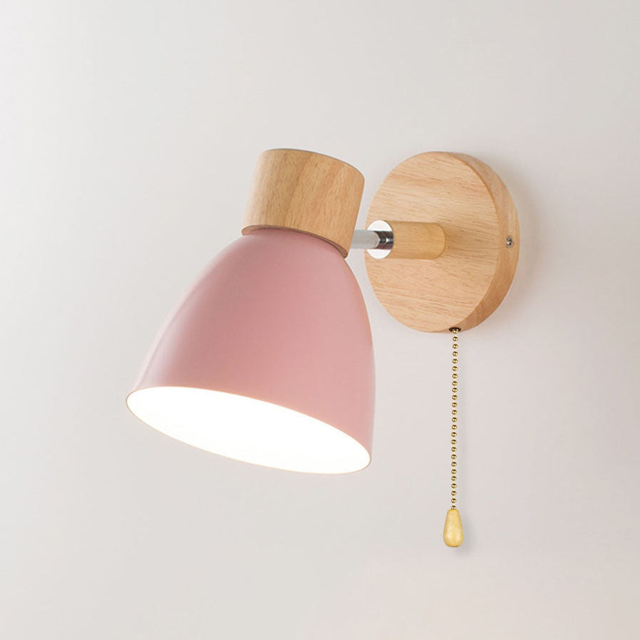 Modern Minimalist Wall Sconce | Wood & Iron Macaron Lamp | Wall Light Adjustable Nordic Bedroom