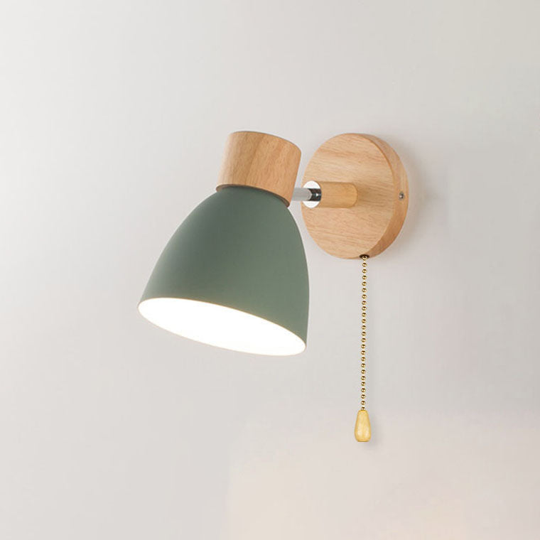 Modern Minimalist Wall Sconce | Wood & Iron Macaron Lamp | Wall Light Adjustable Nordic Bedroom