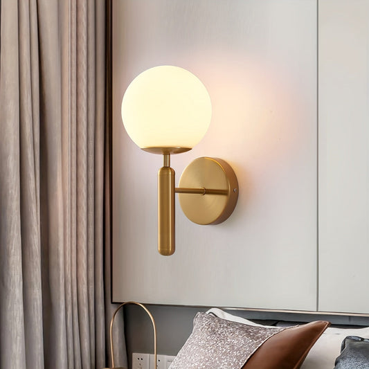 Modern Glass Globe Wall Sconce | Polished Metal Semi-Flush Mount Fixture | Ceiling Light