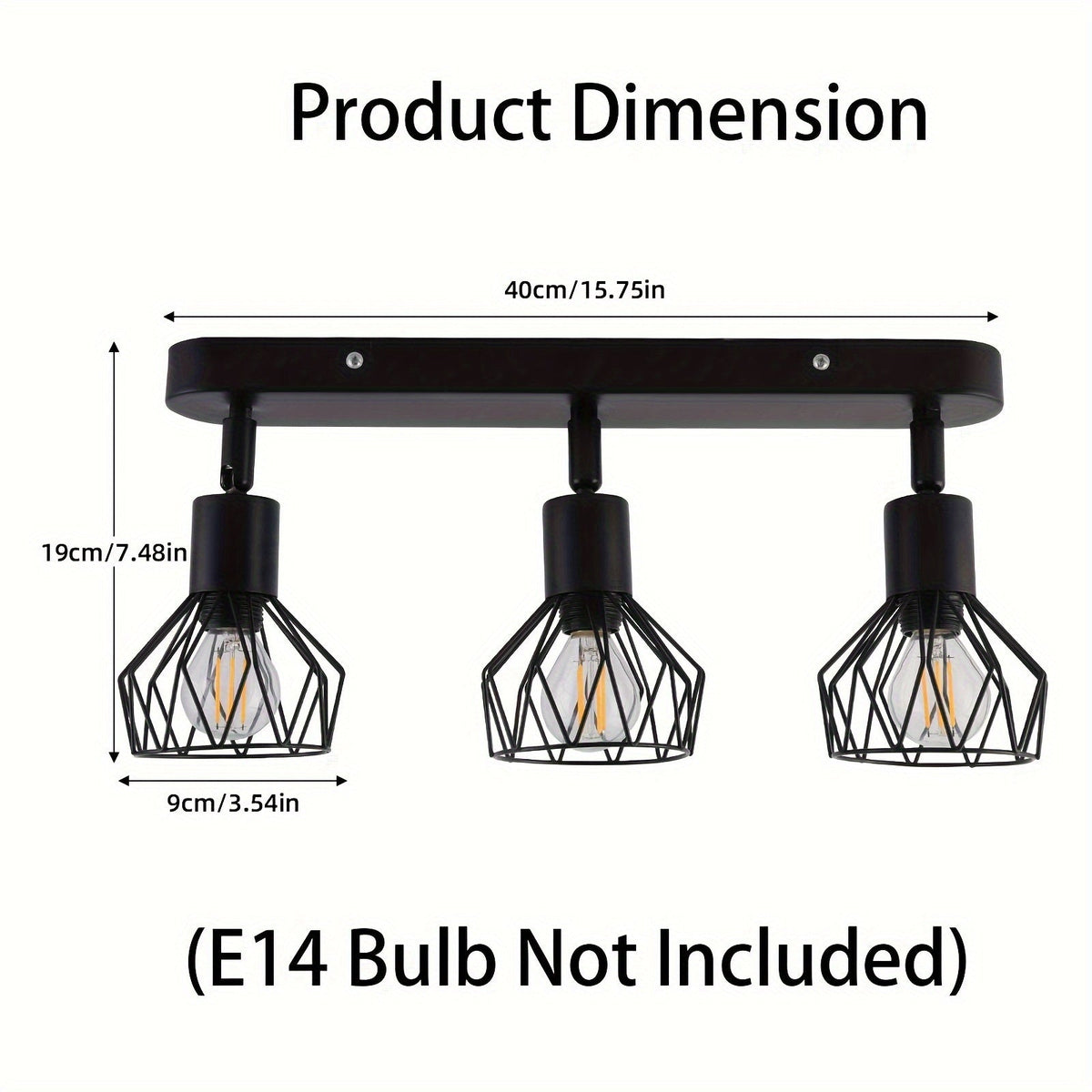 Vintage 3-Light Ceiling Spotlight | Industrial Black Metal Fixture | Iron Adjustable Bedroom