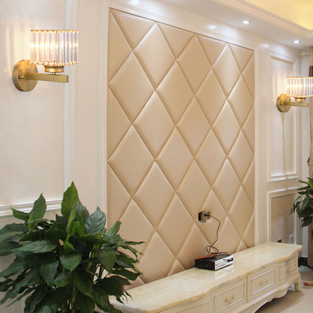 Crystal Wall Light | Modern Glass & Iron Sconce | Bedroom