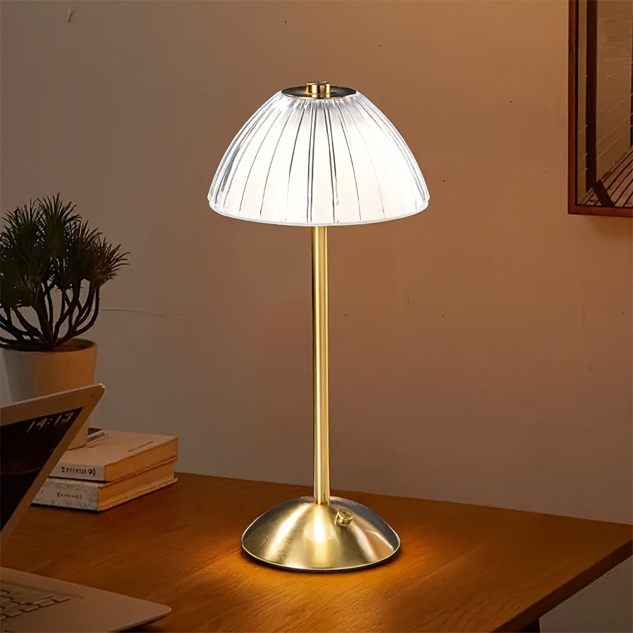 Golden Touch Table Lamp | USB Rechargeable | Faceted Crystal Metal LED Dimmable Touch Control