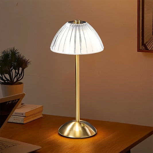 Golden Touch Table Lamp | USB Rechargeable | Faceted Crystal Metal LED Dimmable Touch Control