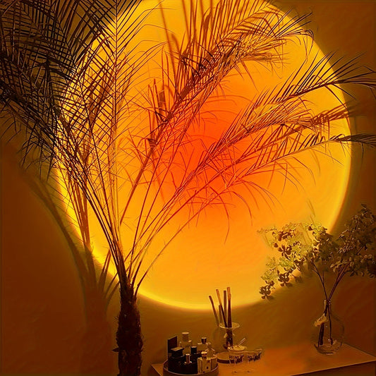 Sunset Projection Lamp | USB Powered Ambient Light | LED Rechargeable Adjustable Bedside