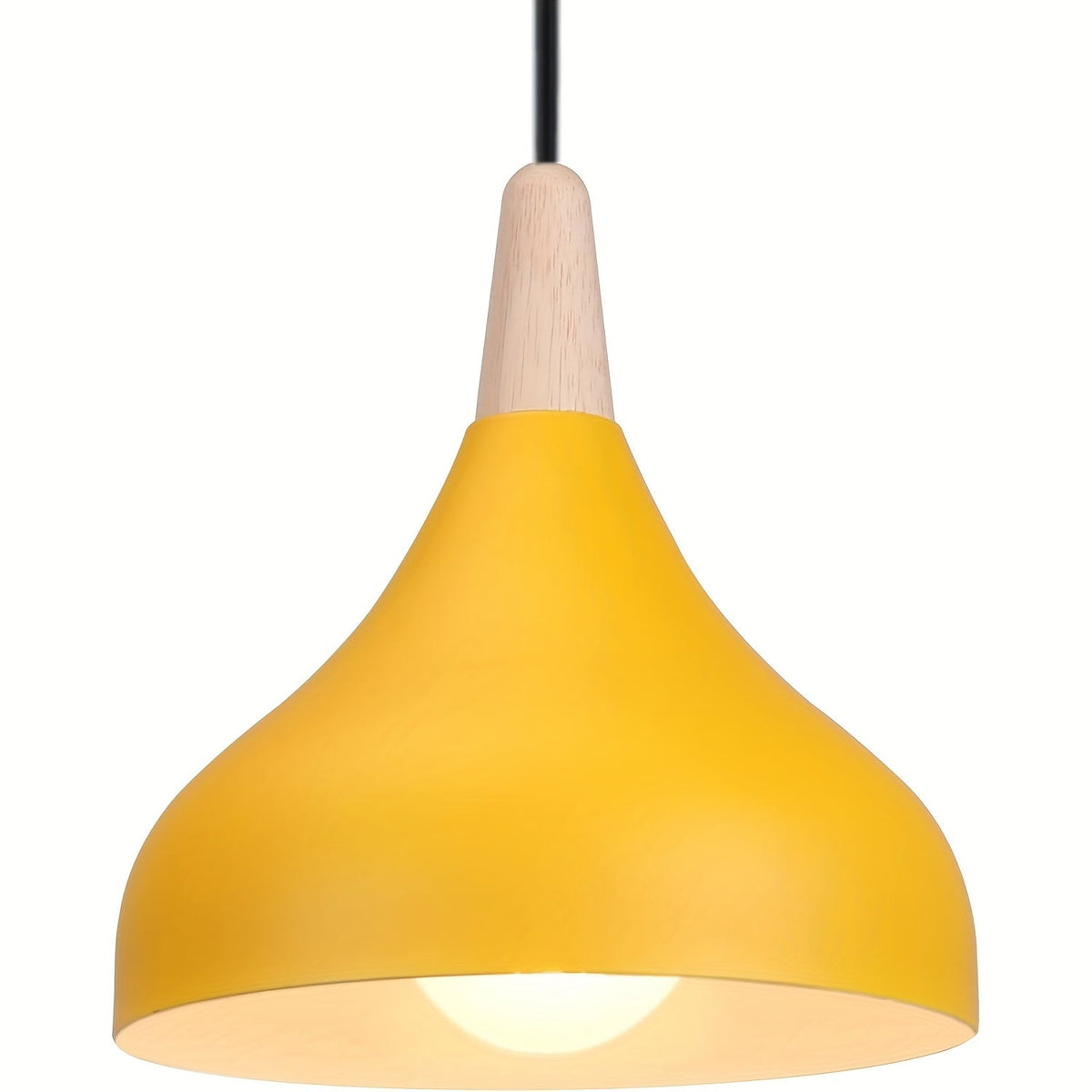 Modern Teardrop Pendant Light | Metal & Wood Hanging Lamp | Adjustable Nordic Industrial