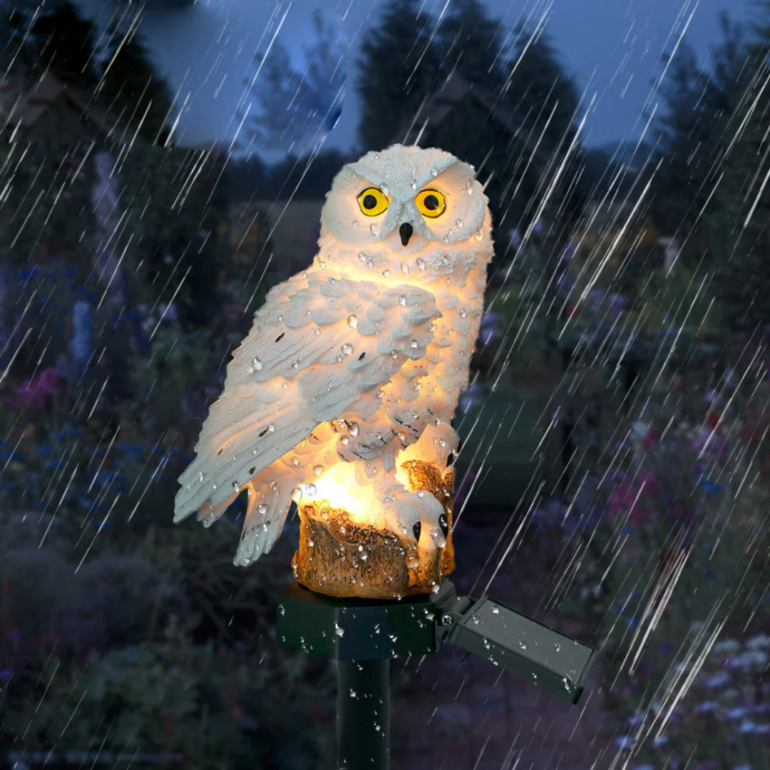 Garden Light Solar Owl Outdoor Pathway Stake Lamp | Waterproof