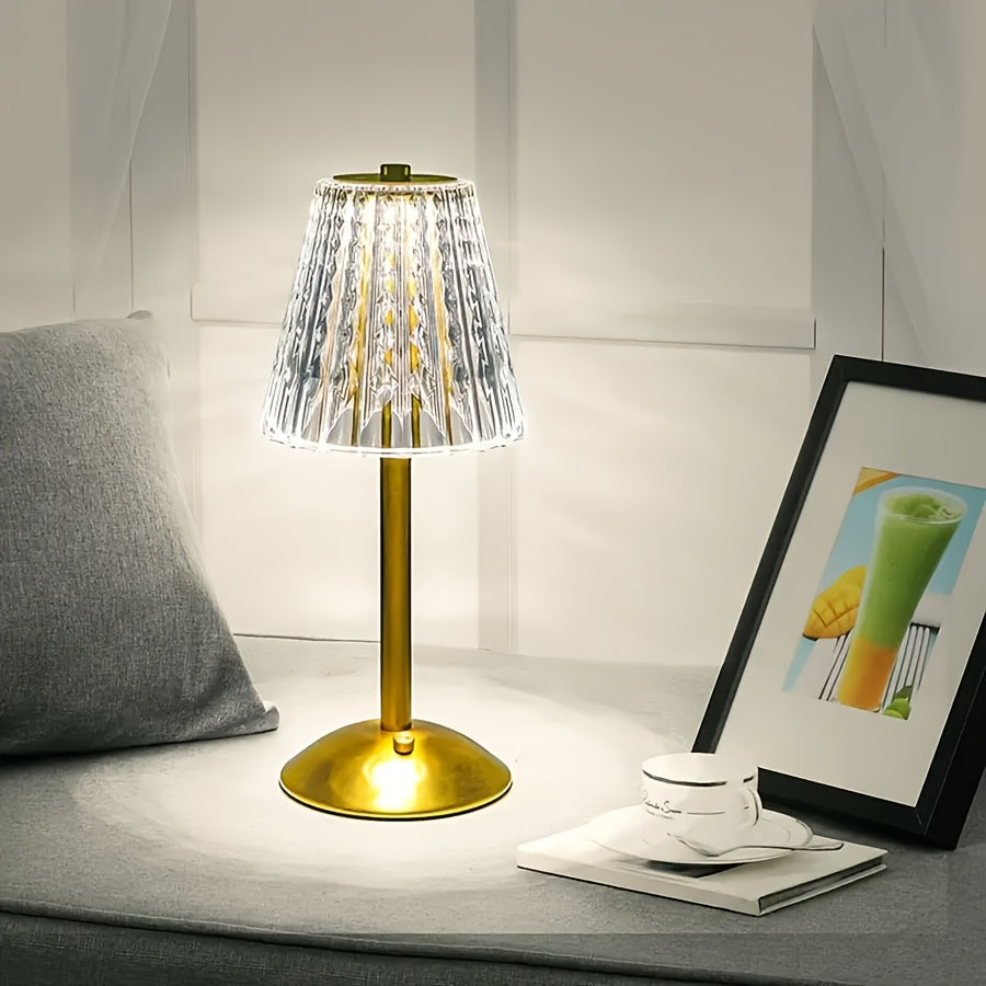 Crystal Touch Table Lamp | USB Rechargeable | Dimmable Touch Control Adjustable Bedside