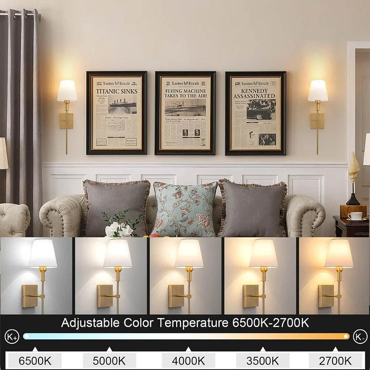 Rechargeable Wireless Wall Light (2 Pack) | Metal Soft-Touch Fabric Bedroom