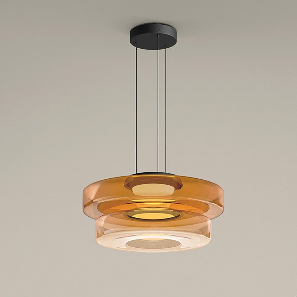 Bauhaus Glass Pendant Light | Modern Layered LED Hanging Lamp | Adjustable Dining Room
