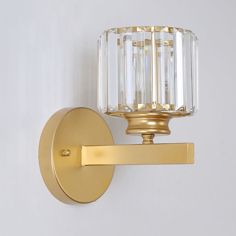 Crystal Wall Light | Modern Glass & Iron Sconce | Bedroom