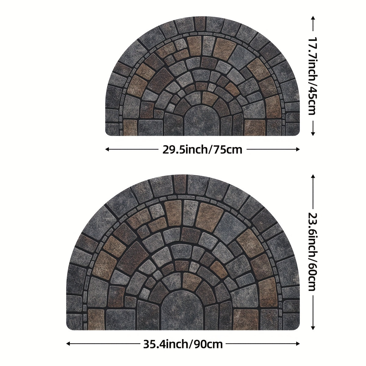 Half-Circle Mosaic Door Mat | Indoor & Outdoor Use | Natural Stone Water-Resistant Non-Slip