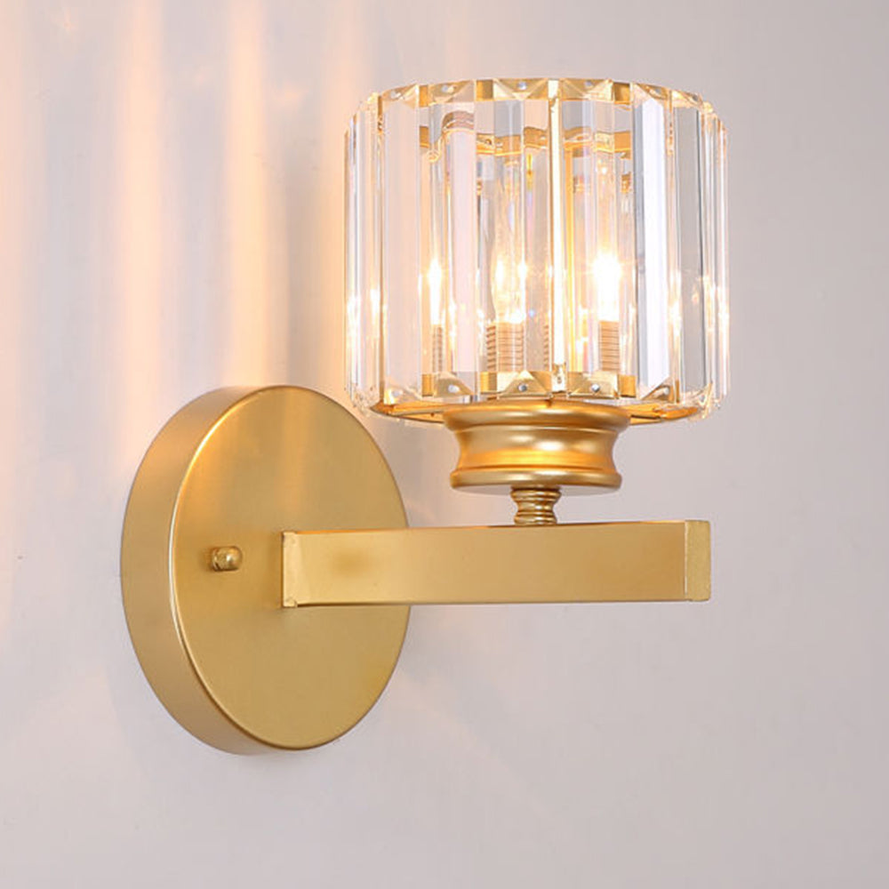 Crystal Wall Light | Modern Glass & Iron Sconce | Bedroom