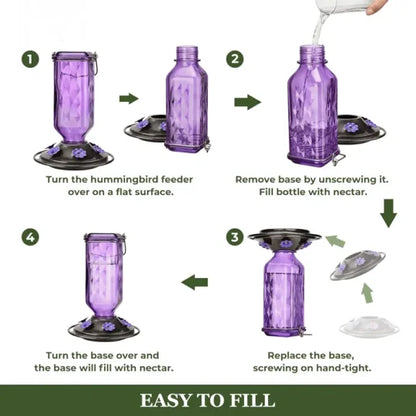 24oz Leak Proof Glass Hummingbird Feeder