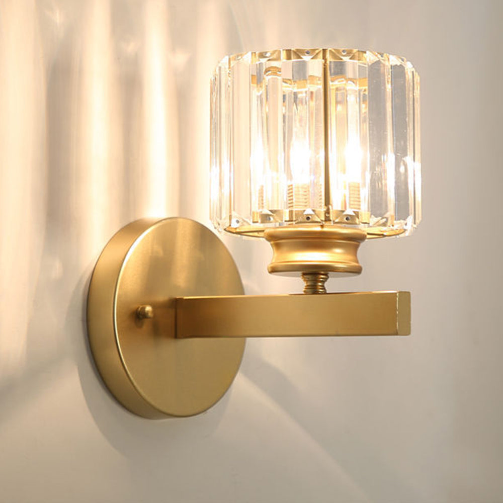 Crystal Wall Light | Modern Glass & Iron Sconce | Bedroom