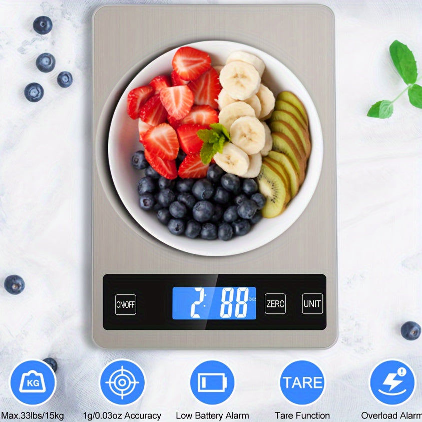15kg Digital Kitchen Scale | USB Rechargeable Precision Food Weighing Scale | Kitchen Essential