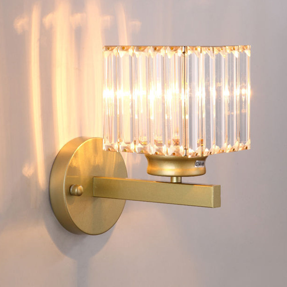 Crystal Wall Light | Modern Glass & Iron Sconce | Bedroom
