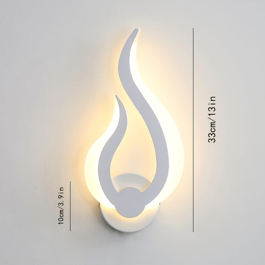 Modern Flame LED Wall Light | 10W Warm White Sconce | Clear Acrylic Bedroom
