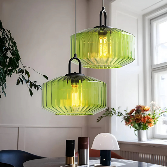 Mireta Glass Pendant Light | Retro-Coloured Glass Design | Handcrafted Vintage-inspired