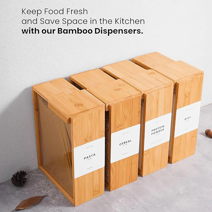 Bamboo Cereal Dispenser and Food Storage Container