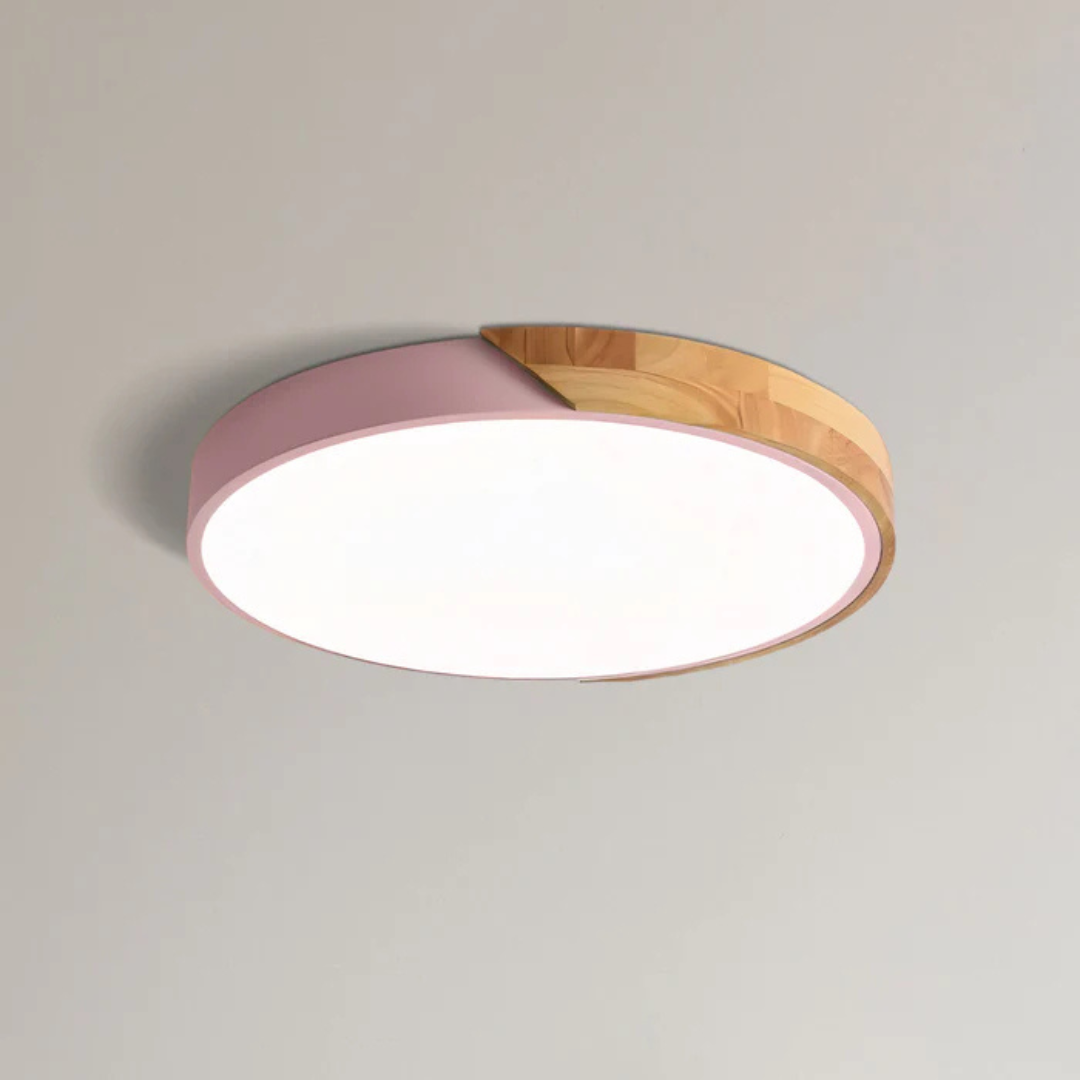 LED Ceiling Light | Modern Nordic Wooden Design | Wood Metal Dimmable Remote Bedroom