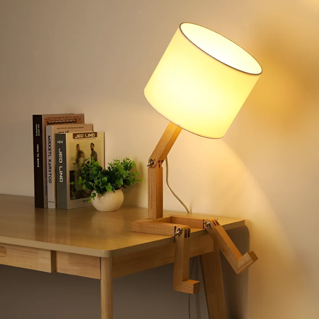 Rilna Table Lamp | Flexible Wooden Design Light | Wood Adjustable Handcrafted Bedside