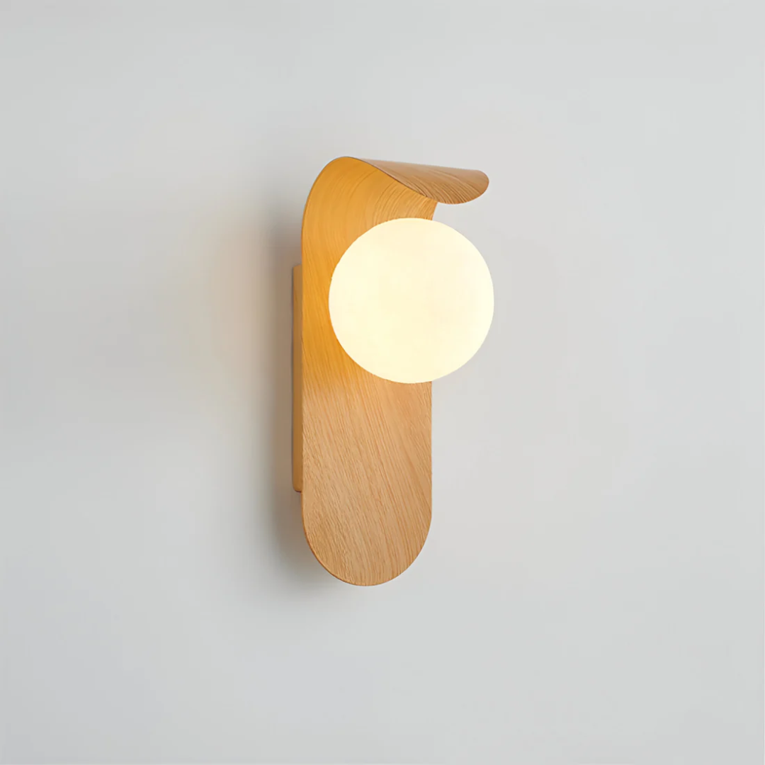 Icar Scandinavian LED Wall Lamp | Minimalist Wooden Design | Wall Light Wood Glass Nordic