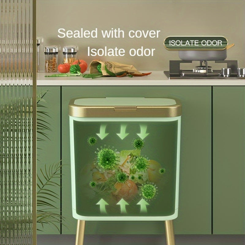 15L Modern Odour-Sealing Trash Can with Elevated Legs | Stylish Waste Bin for Kitchen, Living