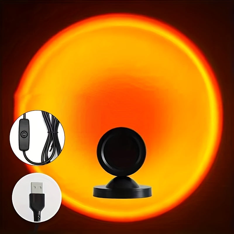 Sunset Projection Lamp | USB Powered Ambient Light | LED Rechargeable Adjustable Bedside