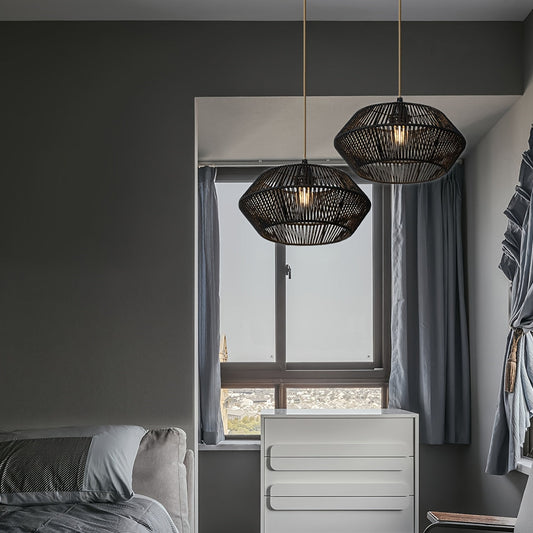 Handwoven Paper Rope Pendant Light Shade | Modern Natural Design | Handcrafted Dining Room