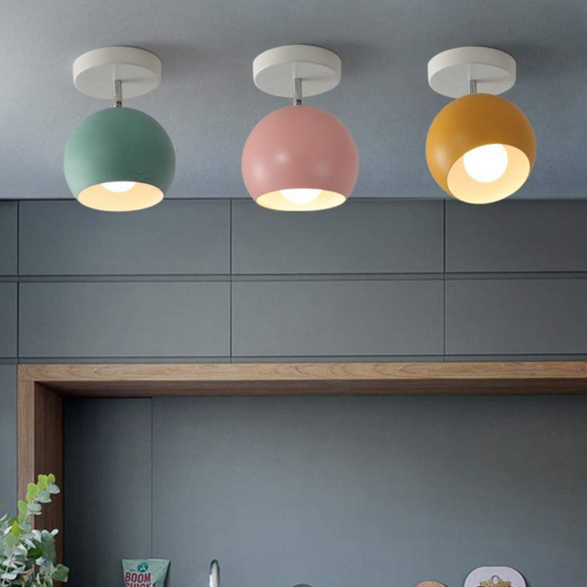 Nordic Macaron Ceiling Light | Modern Round Aluminium Lamp | Bedroom
