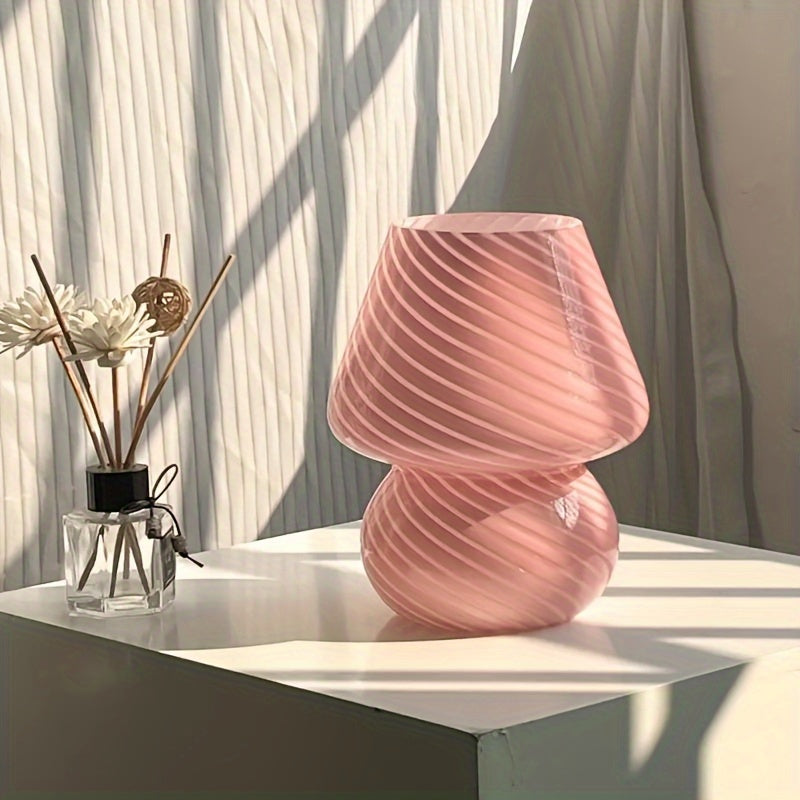 Murano-Style Glass Mushroom Lamp | USB Dimmable Table Light | Rechargeable Handcrafted Bedside