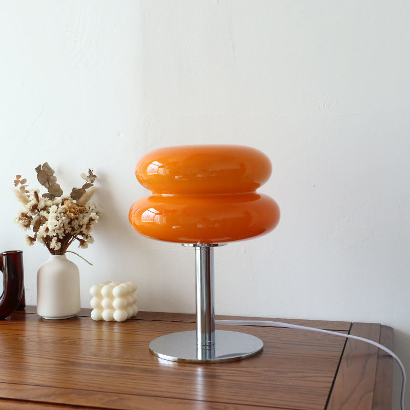 Italian Designer Glass Table Lamp | Modern Retro Accent Light | Polished Chrome LED Handcrafted