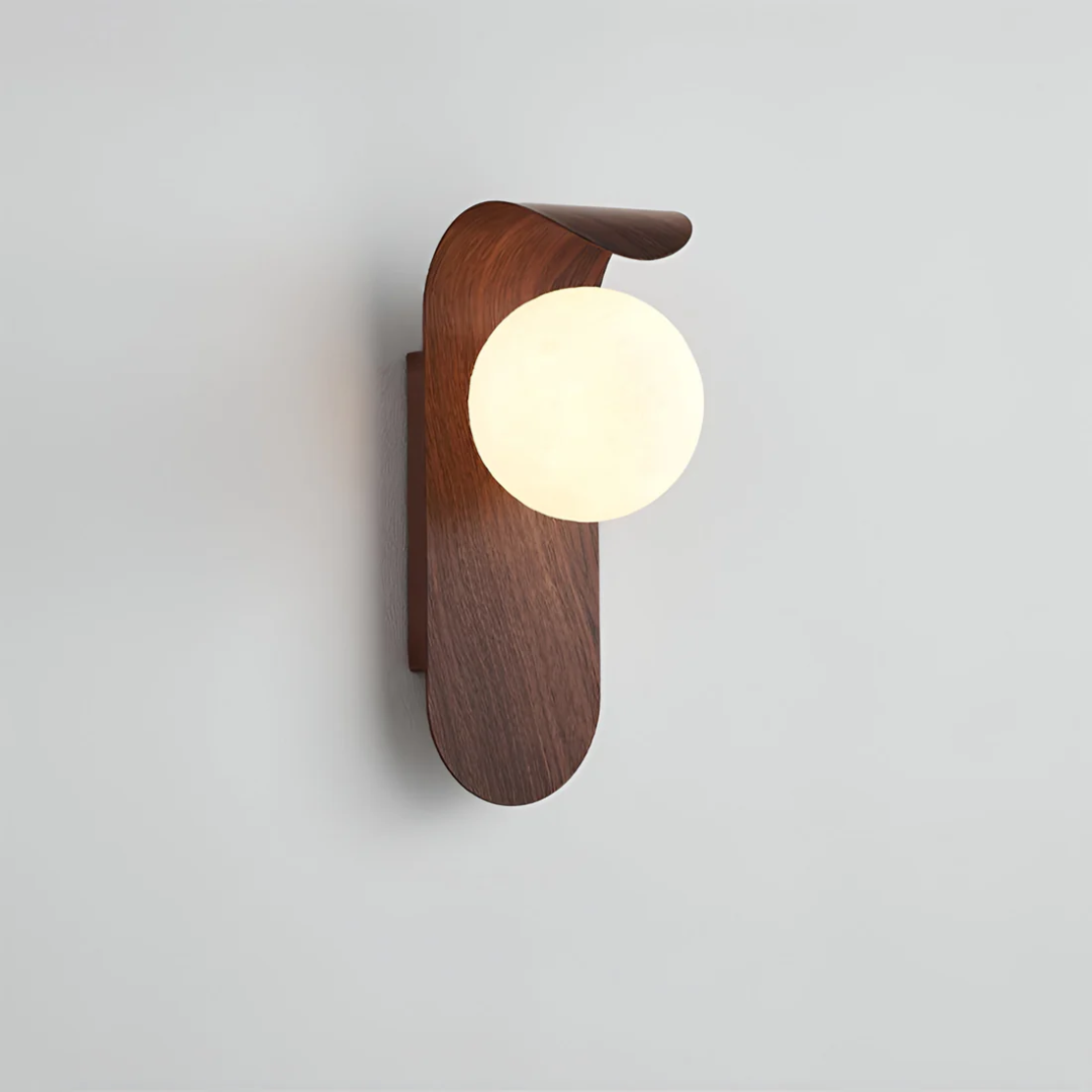 Icar Scandinavian LED Wall Lamp | Minimalist Wooden Design | Wall Light Wood Glass Nordic