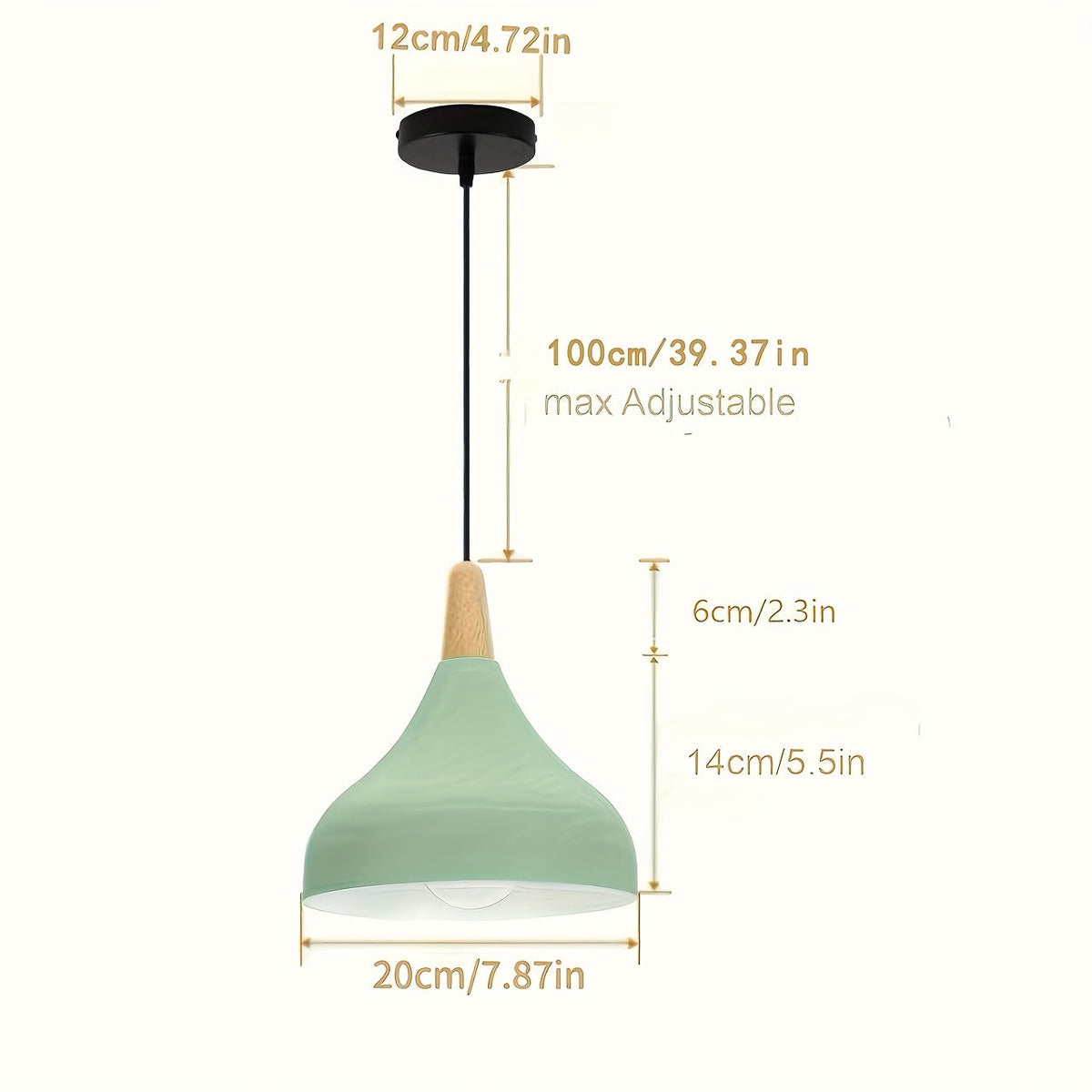 Modern Teardrop Pendant Light | Metal & Wood Hanging Lamp | Adjustable Nordic Industrial