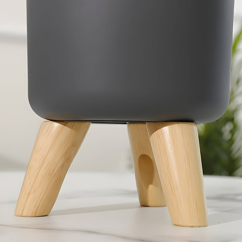 Modern Round Planter with Wooden Legs | Indoor & Outdoor Decorative Plant Pot | Wood Nordic