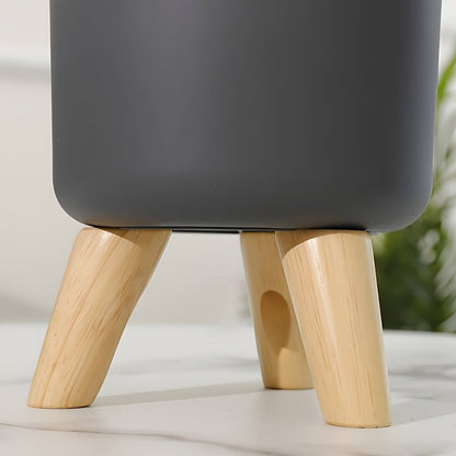 Modern Round Planter with Wooden Legs | Indoor & Outdoor Decorative Plant Pot | Wood Nordic
