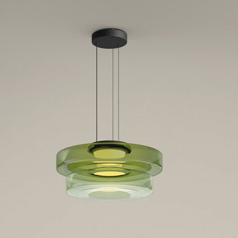 Bauhaus Glass Pendant Light | Modern Layered LED Hanging Lamp | Adjustable Dining Room