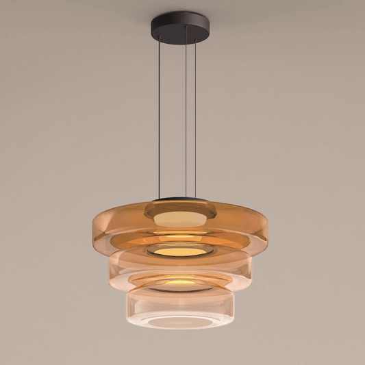 Bauhaus Glass Pendant Light | Modern Layered LED Hanging Lamp | Adjustable Dining Room