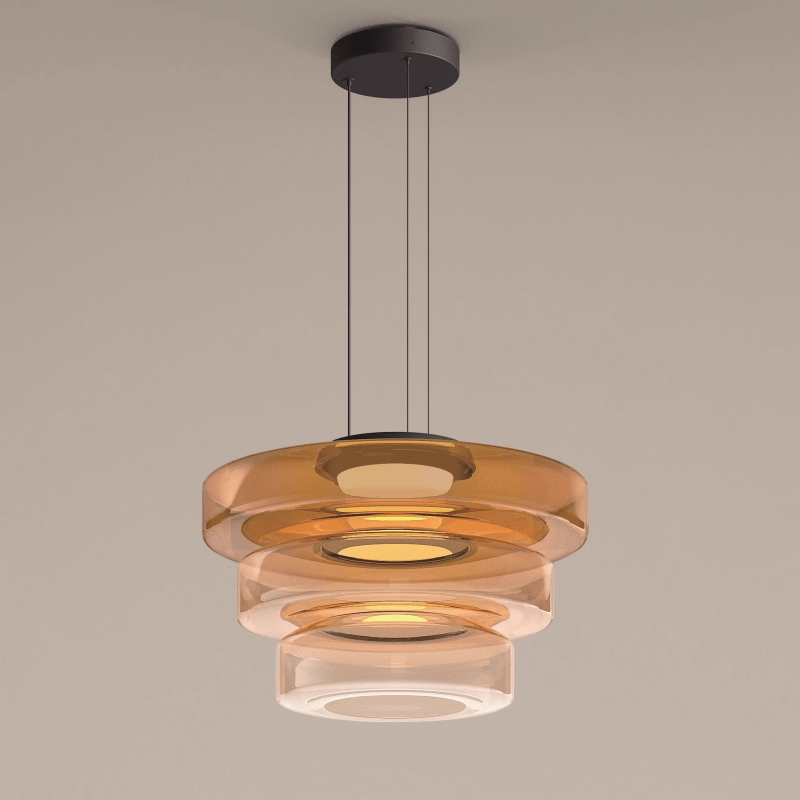 Bauhaus Glass Pendant Light | Modern Layered LED Hanging Lamp | Adjustable Dining Room
