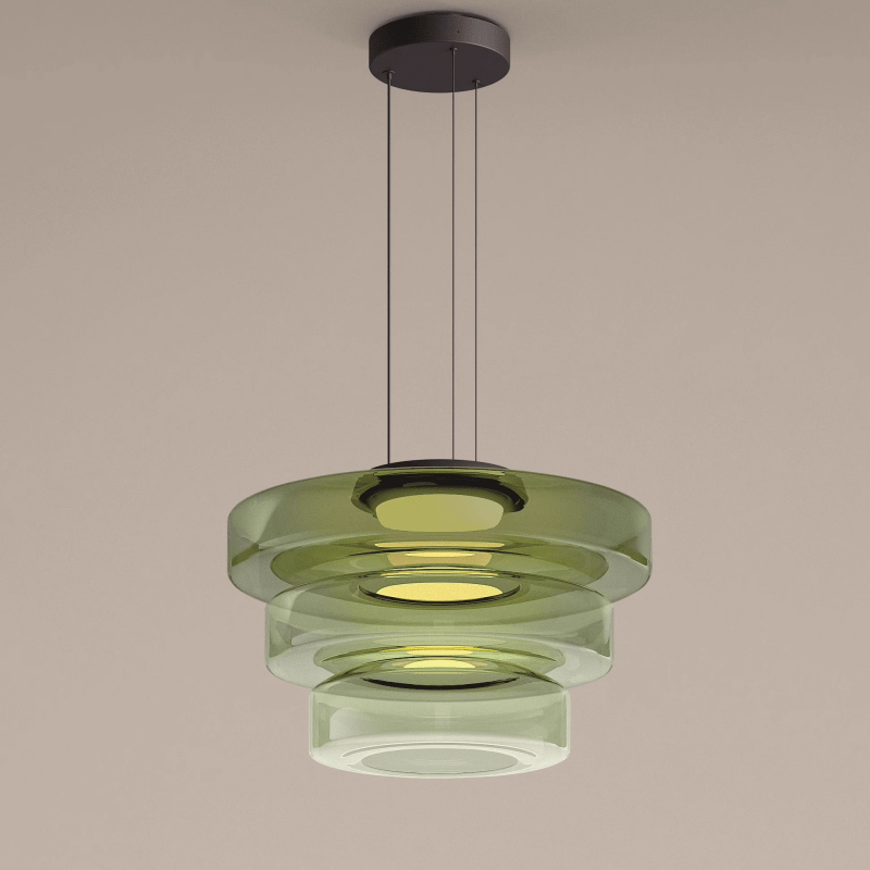Bauhaus Glass Pendant Light | Modern Layered LED Hanging Lamp | Adjustable Dining Room