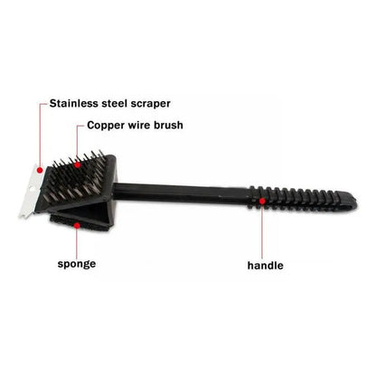3 in 1 Barbecue Grill Brush with Scraper and Sponge