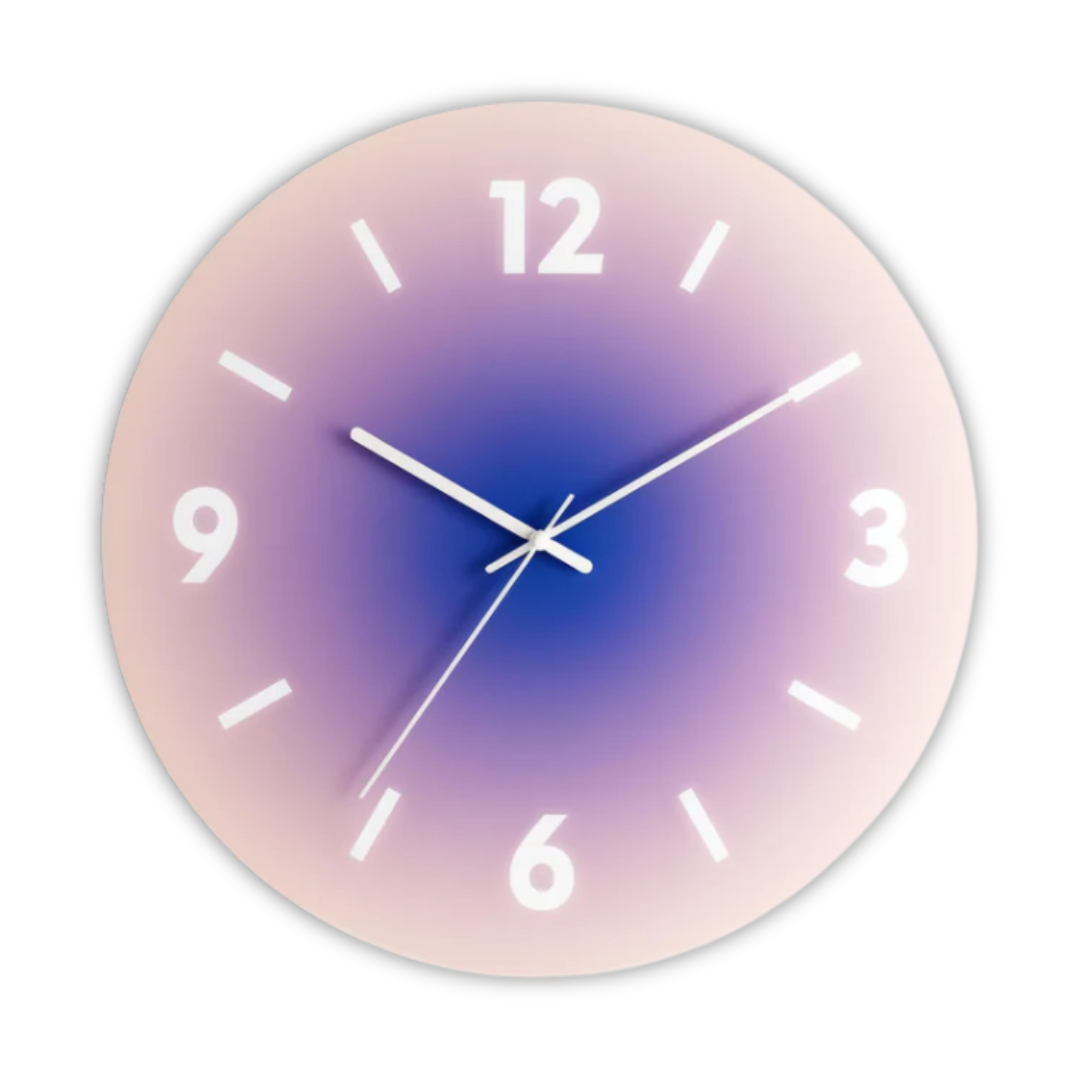 Sunset Glass Wall Clock | Modern Gradient Design | Silent Kitchen