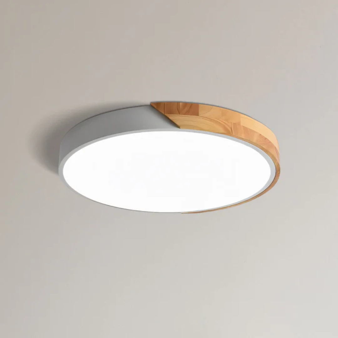 LED Ceiling Light | Modern Nordic Wooden Design | Wood Metal Dimmable Remote Bedroom