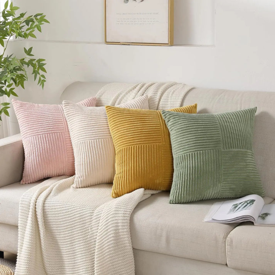 Corduroy Cushion Covers | Luxury Striped Throw Pillow Covers | Soft Furnishing Sofa