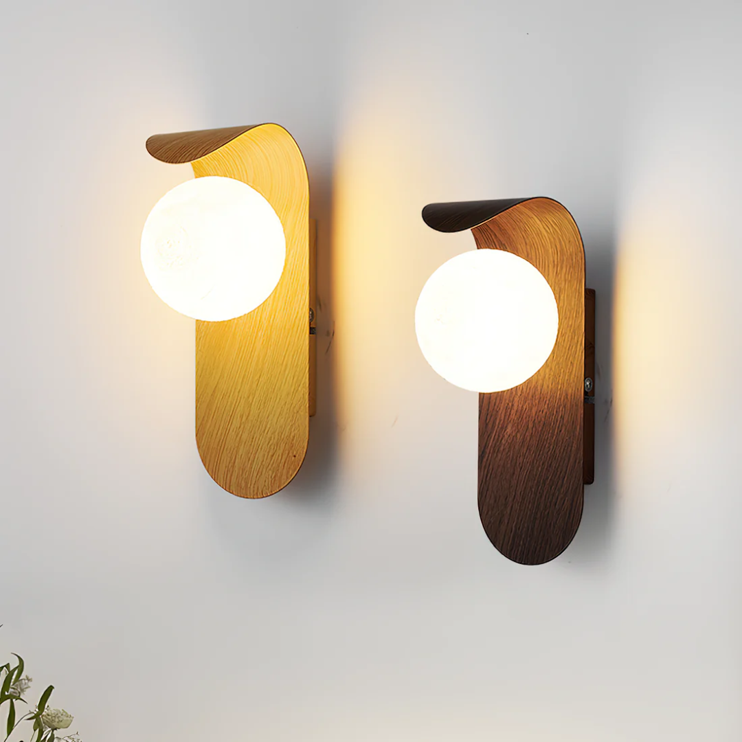 Icar Scandinavian LED Wall Lamp | Minimalist Wooden Design | Wall Light Wood Glass Nordic
