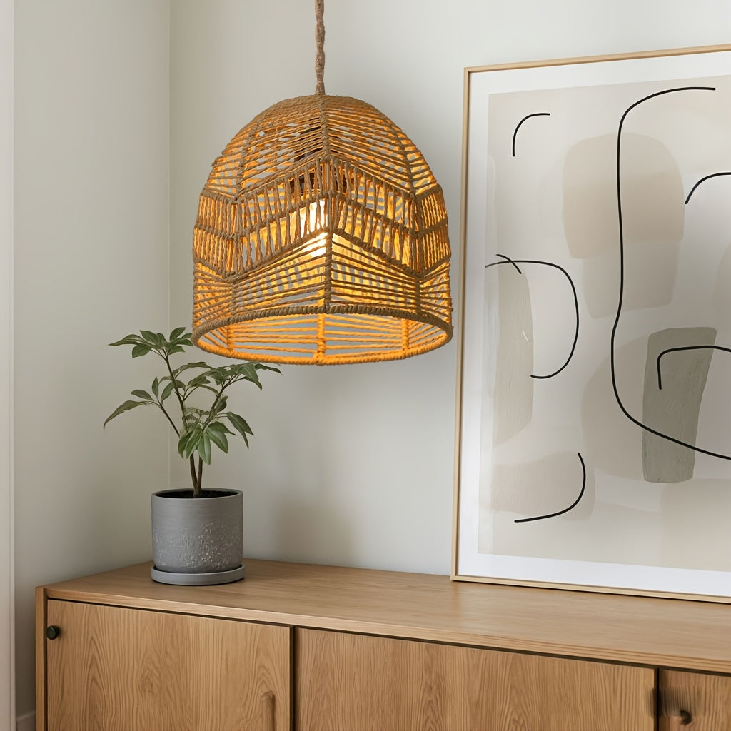 Handwoven Rope Pendant Shade | Rustic Farmhouse Chandelier Design | Pendant Light Handcrafted