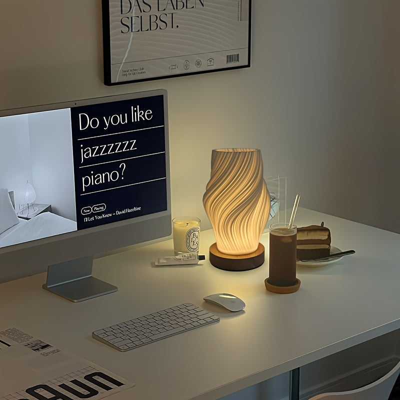 Modern LED Swirl Table Lamp | Minimalist Dimmable Bedside & Desk Light | Adjustable